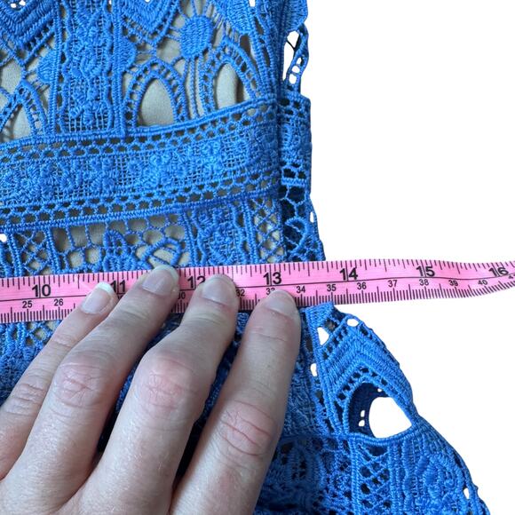 NEW Alexis Gem Tiered Mini Dress Periwinkle Blue Lace - Picture 8 of 10